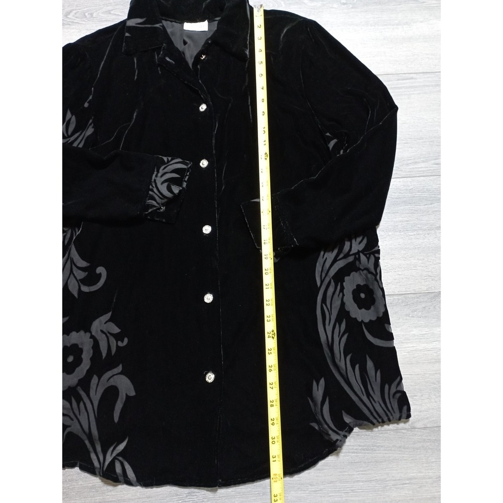 Morocco's Mostafa Benkirane Blouse Womens 2XL Black Velvet Floral Burnout - Picture 4 of 8
